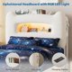 thumbnail image 4 of QinaQin Base de cama infantil matrimonial con luces LED, cabecera con almacenamiento y cajón, estación de carga USB y Type-C, diseño bajo, silencioso y resistente para niñas y niños, 4 of 8