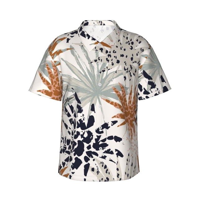 Balery Tropical Leaves Camisas hawaianas de manga corta para hombre, camisas playeras de corte holgado, camisas de vacaciones con botones,X-Large