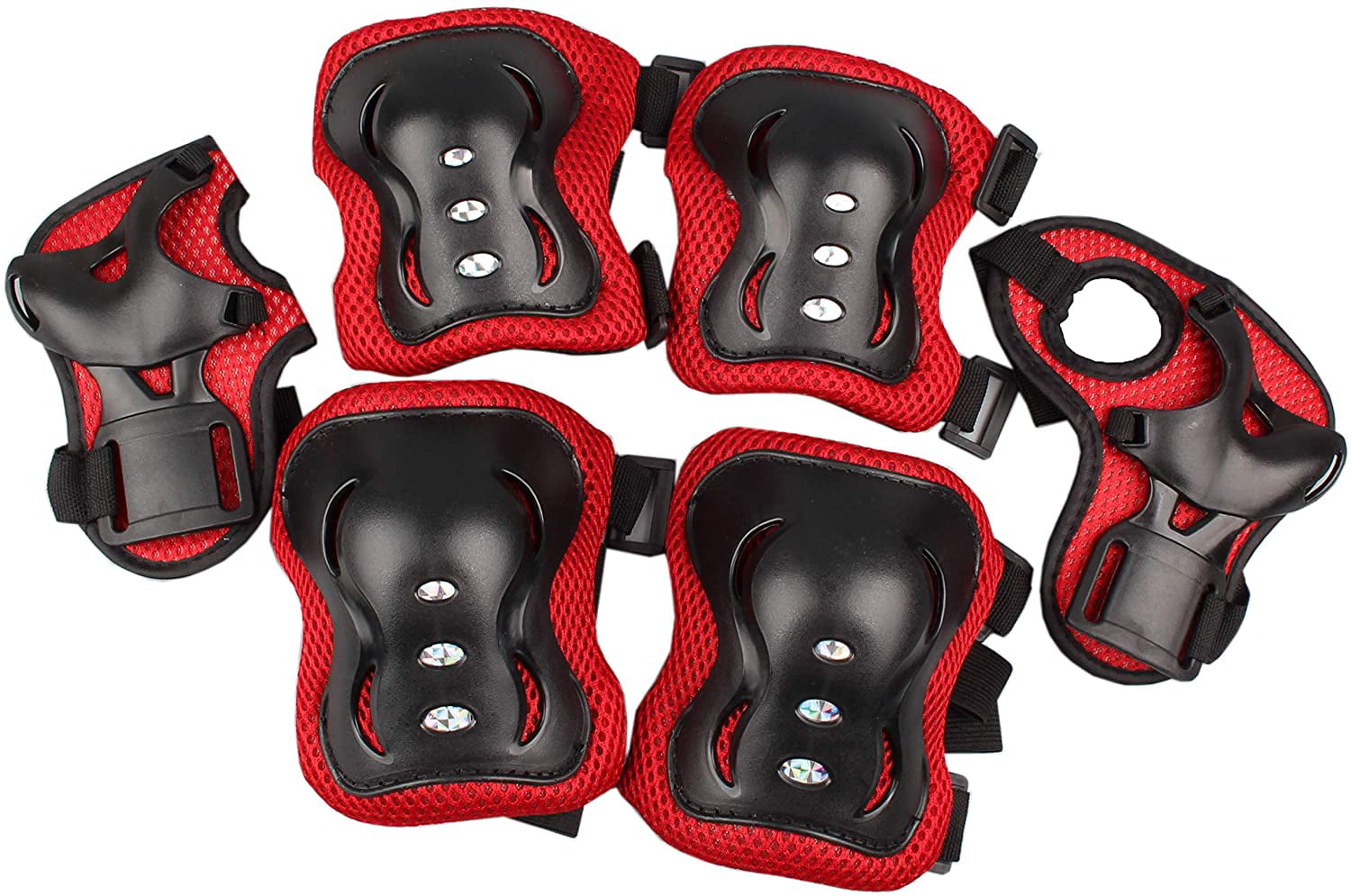 6 Pcs Bike Protective Gear Kids Scooter Cycling Skating Kids Protective Gear Set Knee Pads Elbow Pads Wrist Guards 3 in 1 Safety Pads Set for Kids 3-8 Years Old 