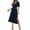 Navy, variant on Women's Bridesmaid Dresses Flutter Sleeve V Neck Empire Waist Slit Midi Dress Wedding Guest Formal Dress
