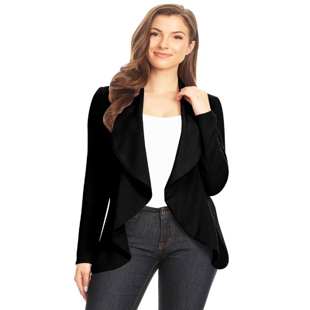 Moa Collection - Classic Casual Work Draped Open Front Blazer for Women ...