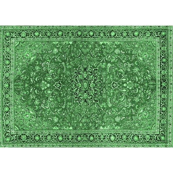Ahgly Company Indoor Rectangle Persian Emerald Green Traditional Area Rugs, 5' x 7'