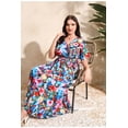 thumbnail image 4 of AURA Plus Size High Waist V Neck Printed Maxi Dress Elegant Spring Summer Style, 4 of 7