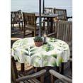 thumbnail image 2 of Outdoor Tablecloths with Umbrella Hole & Zipper, Green Leaves Round Tablecloth 54 Inch, Summer Botanical Farmhouse Leaf Watercolor Waterproof Table Cloth, Patio/Pool/Picnic Table Covers, 2 of 8