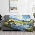 thumbnail image 2 of Honeii Pasture Cow print throw blanket, crafted from cozy cotton flannel, offers versatile home decor as a bedding suitable for all seasons.-60"x50", 2 of 6