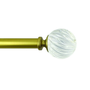 Better Homes & Gardens 1" Gold Twisted Clear Sphere Adjustable Single Curtain Rod, 42"-120"