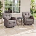 thumbnail image 2 of OPOHORO 3 Pieces Outdoor Chair Set, with 5" Thick Foam and Side Table, Brown Wicker Patio Furniture Swivel Rockers for Porch and Yard, Gray, 2 of 12