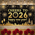 thumbnail image 5 of Night Cityscape Happy New Year Banner Glittering Fireworks Celebration Banner Festive Design for Party Decoration Holiday Event Celebration, 5 of 9