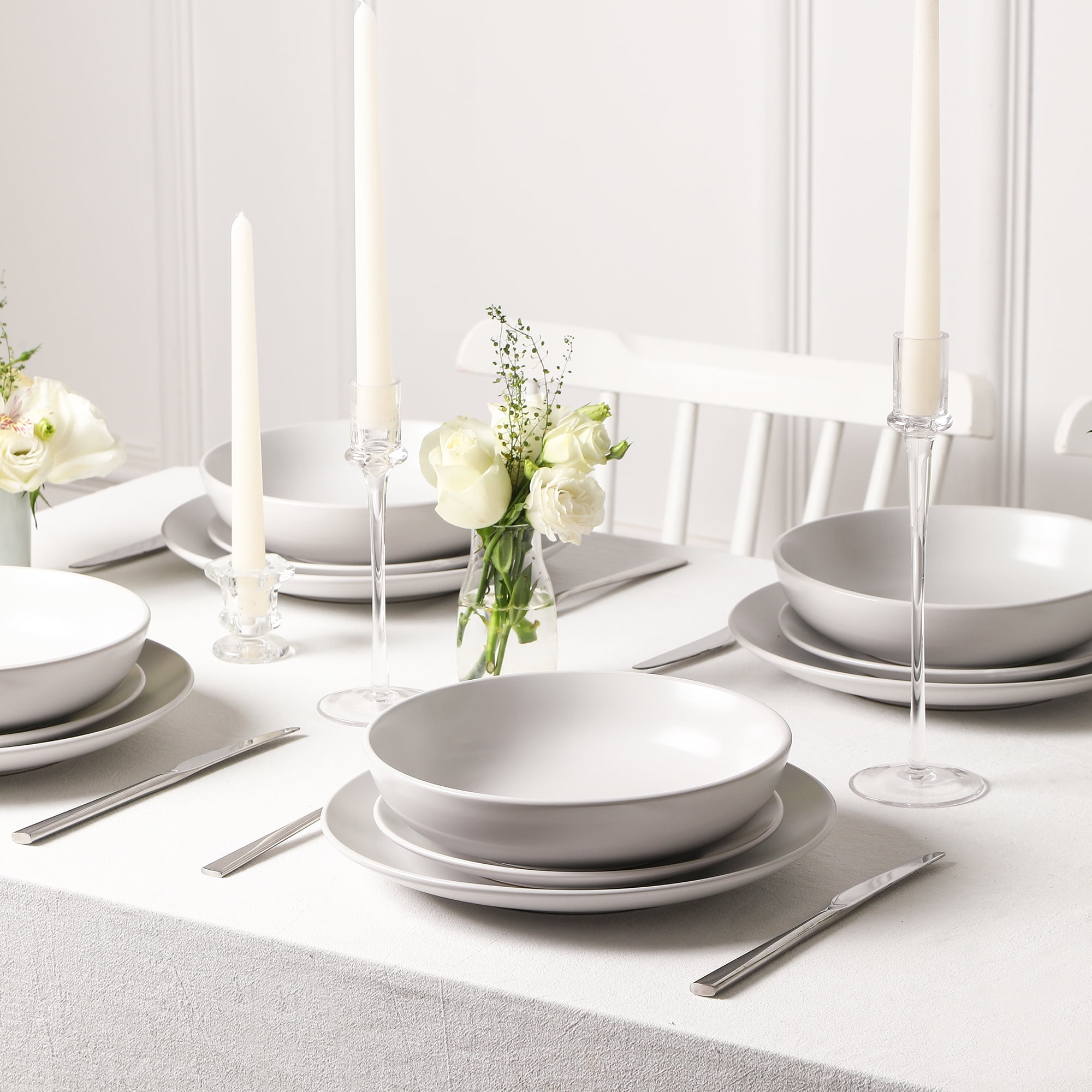 Earth & Clay Mia Stoneware 12-Piece Dinnerware Set, White