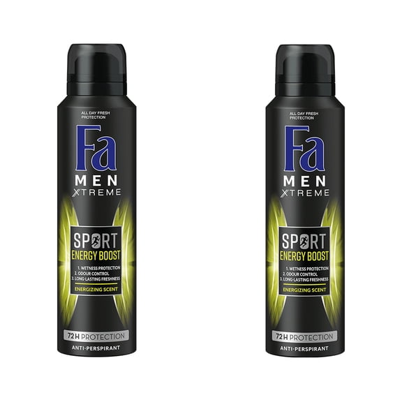 Pack Of 2 FA Men Sport Energy Boost Spray Deodorant 150ml (Energizing Scent)