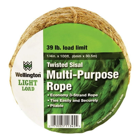 Wellington  1/4 in. Dia. x 100 ft. L Natural  Twisted  Sisal  Rope