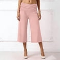 thumbnail image 2 of DHFJKG Yoga Capri Pants For Women Fold Over Low Rise Solid Color Stretchy Soft Cropped Pants Workout Gym Clothes Leisure Trousers, 2 of 6