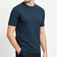 thumbnail image 5 of Dolkfu Crew Neck True Classic&nbsp;Tees&nbsp;Men Short Sleeve Pull-On Blue Minimalist Tops Athletic Solid Modern T-Shirts Navy,M, 5 of 5