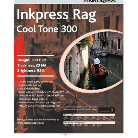 Inkpress Rag Warm Tone Inkjet - Inkpress PRCT3005750 Fine Art Rag Cool Tone 300 GSM 5in. X 7in. 50 Sheets