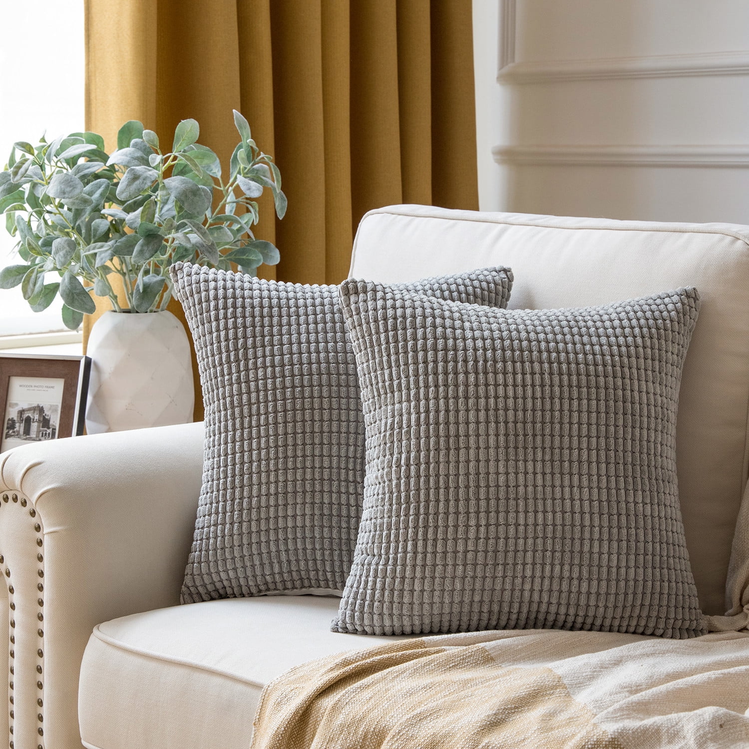 soft grey throw pillows