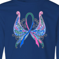 thumbnail image 4 of Inktastic Thyroid Cancer Awareness with Butterfly Ribbon Words Long Sleeve Youth T-Shirt, 4 of 5