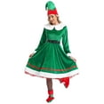 thumbnail image 6 of Moggemol Womens Christmas Elf Suit Long Sleeve Flannel Dress with 4Pcs Accessories Santa Helper Outfit Green M, 6 of 7