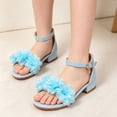 thumbnail image 2 of Tfken Skid-Resistant Sandals Little Girls Summer Walking Shoe Holiday Open Toe Sandals Lightweight Shoes Fashion Elegant Breathable Wedding Party Teen Footwear Daily Comfortable Size 5-5.5 Years Blue, 2 of 8