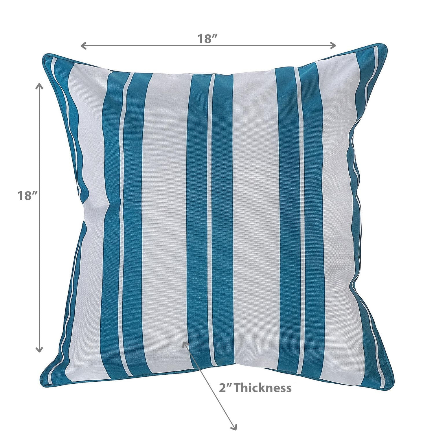Boston Outdoor Cabana Stripe Waterproof Cushion Teal 18 X 18 - Set of 2