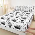 thumbnail image 4 of Castle Fairy Gothic Spooky Skeleton Bed Sheets 4-Piece,Halloween Stars Print Full Size Sheets,White Offwhite,1 Fitted Sheet,1 Flat Sheet and 2 Pillowcases, 4 of 6