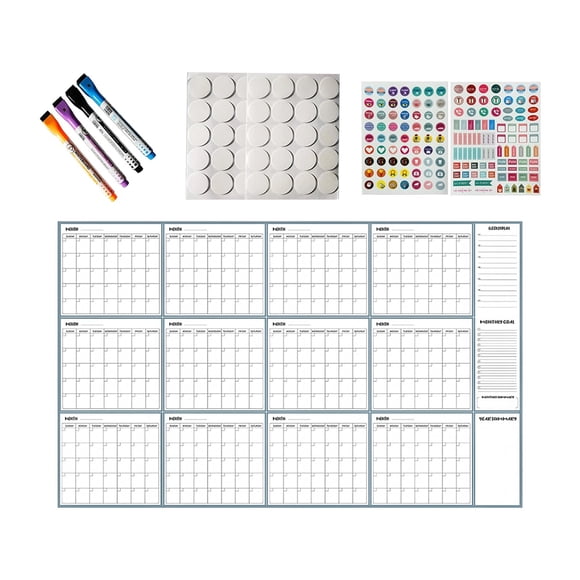 Wall Calendar 55x34 Inches Reusable Undated Planner For Students Teachers Work Study Organization Home Scheduling Ideal For Indoor Spaces
