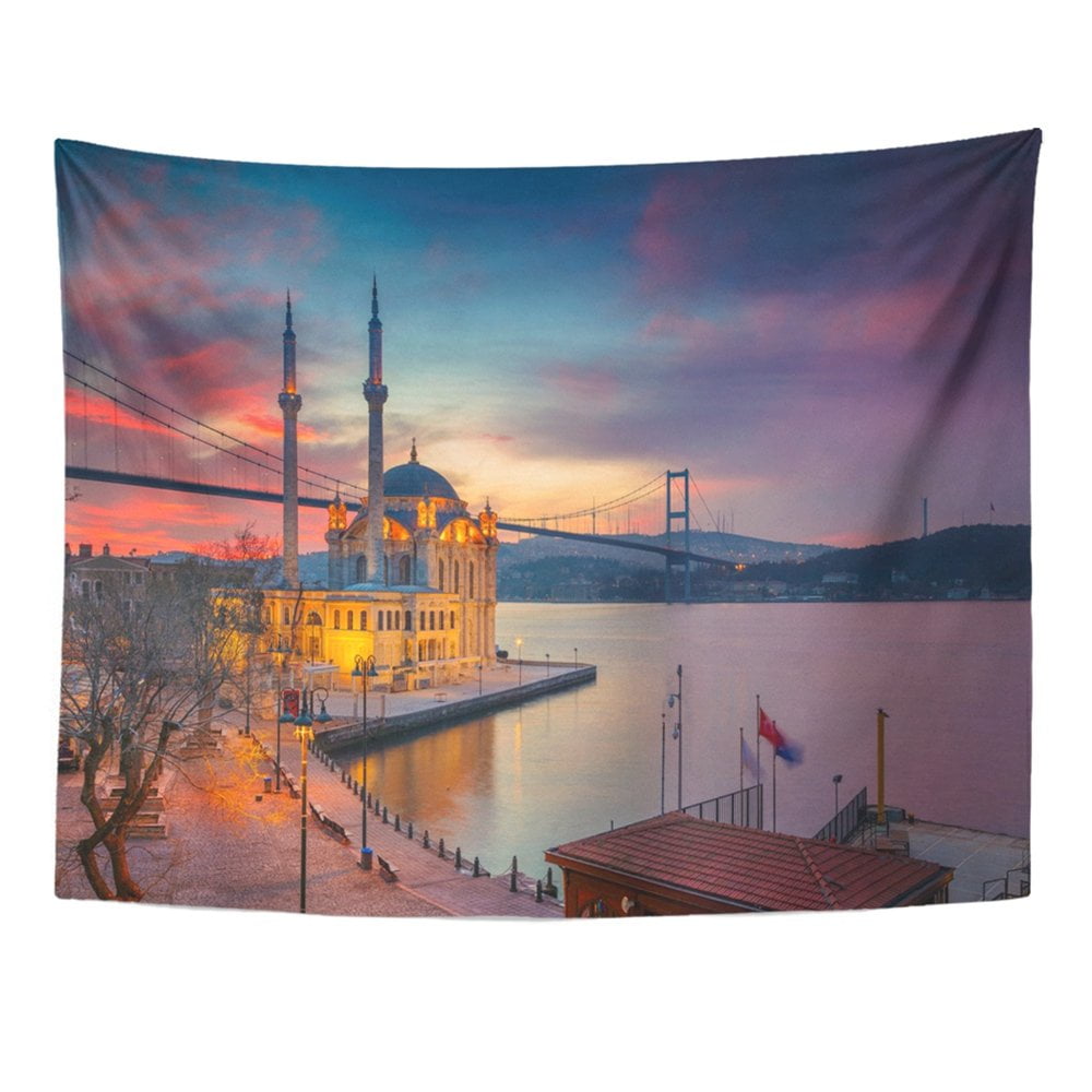 UFAEZU City Istanbul Ortakoy With Bosphorus Bridge In During Beautiful Sunrise Turkey Wall Art 