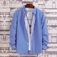 thumbnail image 2 of Arlun Long Sleeve Dress Shirts Casual Business Casual Vertical Striped Printed Button down Slim Fit Shirt Soft Comfortable Lightweight Stylish Blouse Tops with Pockets Sky Blue M, 2 of 3
