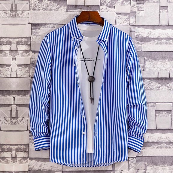 Womens Long Sleeve Shirts Spring Lapel Collared Button Down Striped Business Summer Dressy Casual Work Blouses Tops
