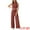 Brick Red, variant on DARING DIVA Women's 2 Piece Sets Crew Neck Crop Tank Wide Leg Pants M Apricot