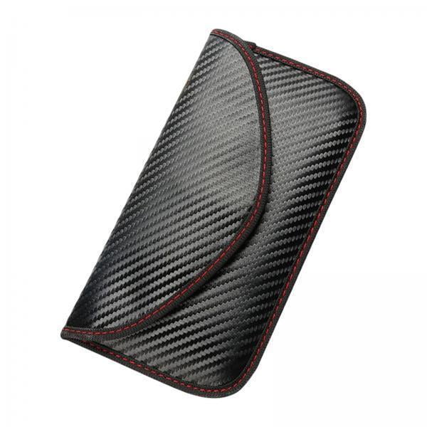 2x De Bolsillo Con Bloqueo De Señal RFID Para Teléfono Con Bolsa Faraday De PU De Fibra De Carbono Para Automóvil