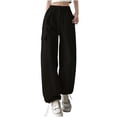 thumbnail image 2 of TMOYZQ Cargo Pants for Women Baggy Drawstring Tall High Waist Pants Trendy Wide Leg Loose Fit Pants Casual Loose Soft Lightweight Cargo Sweatpants with Pockets, 2 of 6