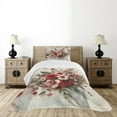 thumbnail image 4 of Ambesonne Flowers Quilted Bedspread Set 2 Pcs, Tender Floral Marble Print, Twin Size, Pale Ruby and Laurel Green, 4 of 5
