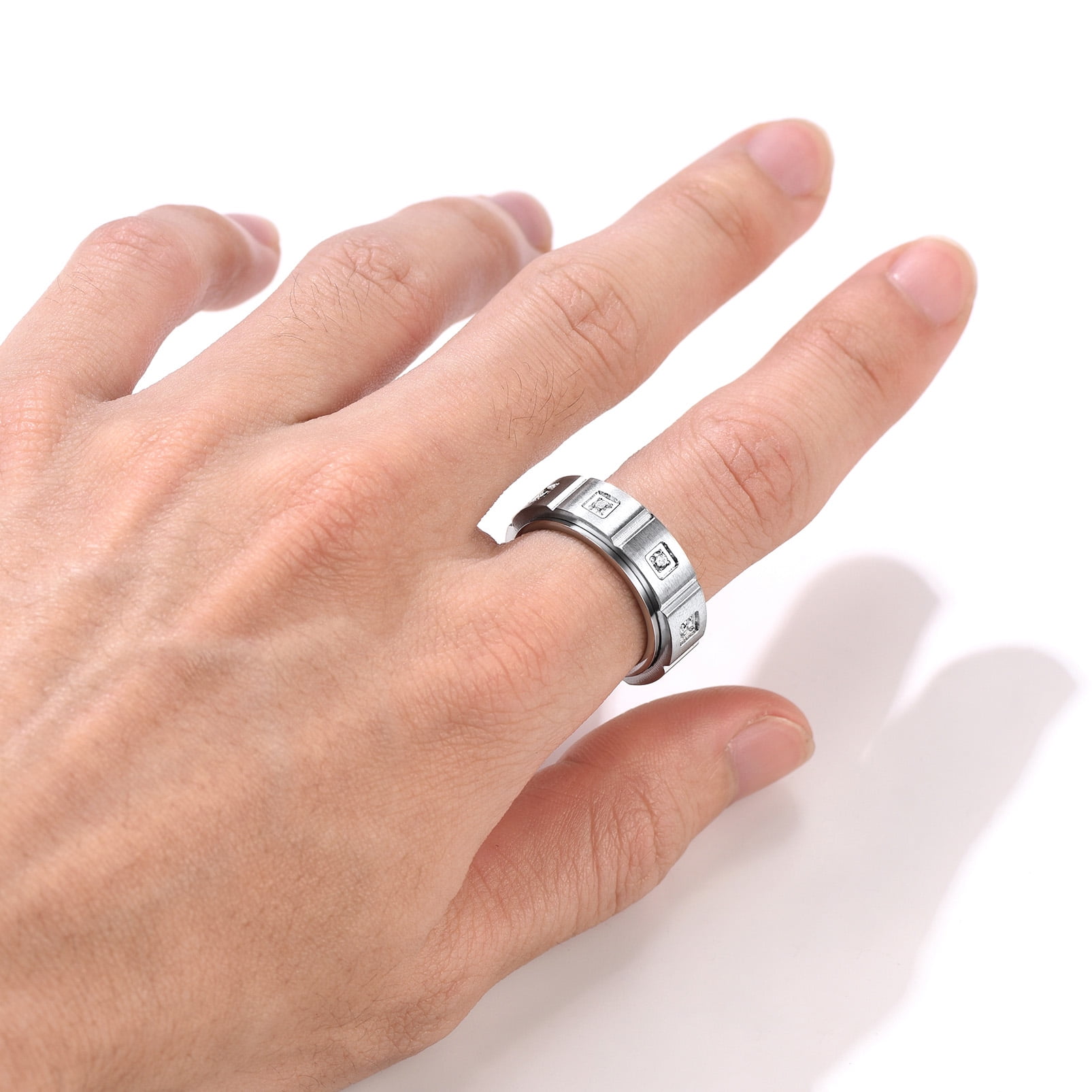 Clearance Spinner Silver Ring for Women Men Fidget Band Rings for Relieve Anxiety Finger Ring Birthday Mothers Day Jewelry Gifts, Size 10