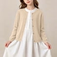 thumbnail image 2 of GigrtiJin Cotton Cardigan for Girls Long Sleeve Button Down Cardigan Crew Neck Trendy Cute Casual Loose Sweater 1T-15T, 2 of 3