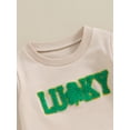 thumbnail image 4 of Toddler Baby  Boys Girls Sweatshirts Fuzzy Shamrock Letter Lucky Clover Embroidery Long Sleeve Pullovers Tops Clothes, 4 of 7