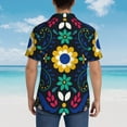thumbnail image 4 of Gukieu Colorful Mexican Flower Print Men's Short-sleeved Shirts, Button-down Lapel Hawaiian Shirts, T-shirts, Beach Vacation Summer Casual Wear,X-Large, 4 of 7
