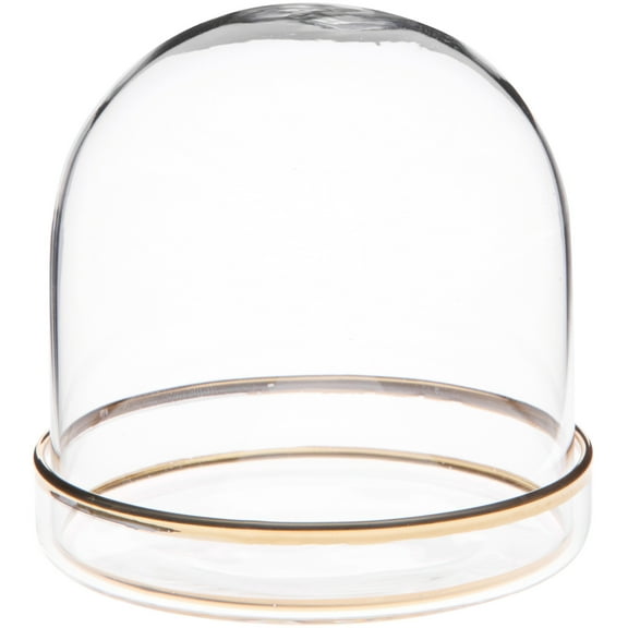 Plymor 3" x 3" Glass Display Dome Cloche with Gold Rim (Gold Rim Glass Tray Base)