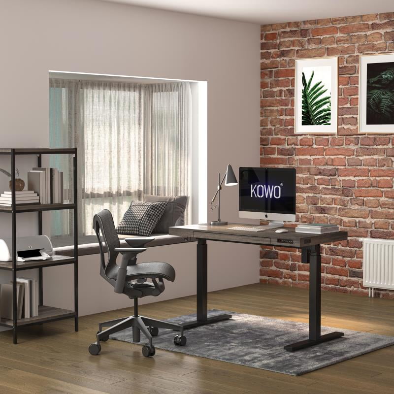 KOWO 55" K305 Electric Height Adjustable Standing Desk, Grey Oak