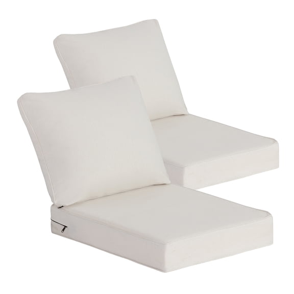 Goodgoods 24" x 28" Indoor & Outdoor Deep Seat Chair Cushions Set of 2, Water & Fade Resistant, Almond