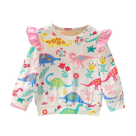

Toddler Kids Baby Girls Boys Sweatshirt Long Sleeve Crewneck Shirt Cartoon Dinosaur Print Pullover Tops Sweaters for Boys