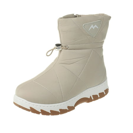 

ZMHEGW Womens Boots Winter Ladies Fashion Outdoor Winter Plush Solid Color Nylon Thick Soled Snow Shoes