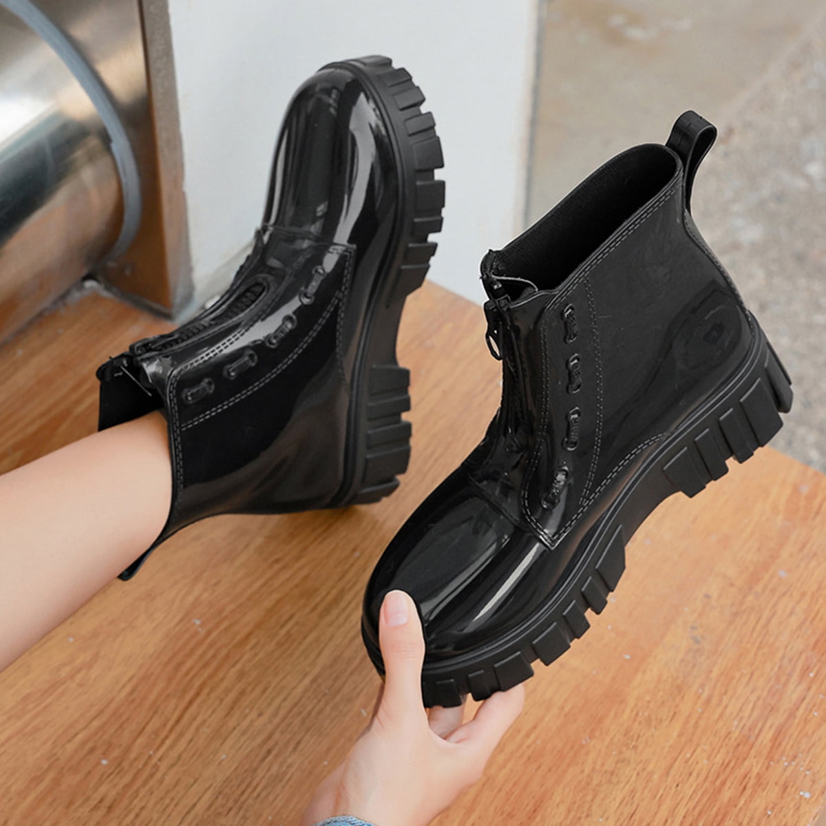 AUXDIQ Rain Shoes Women Mid-calf Boots Waterproof Rain Boots Outdoor Garden Shoes