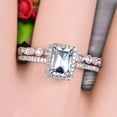 thumbnail image 2 of 1.75 carat Classic Emerald Cut 10k White Gold, Art Deco Milgrain Bridal Aquamarine Wedding Diamond Ring Set, 2 of 5