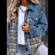 thumbnail image 4 of Chaqueta Vaquera Estilo Boyfriend, Informal, de Larga, con Botones y Bolsillos, para Mujer Azul XXL, 4 of 9