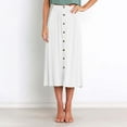 thumbnail image 4 of Weiqiqre Skirts for Women Button Down Flare Midi Skirt High Waisted A Line Flowy Skirt, 4 of 9