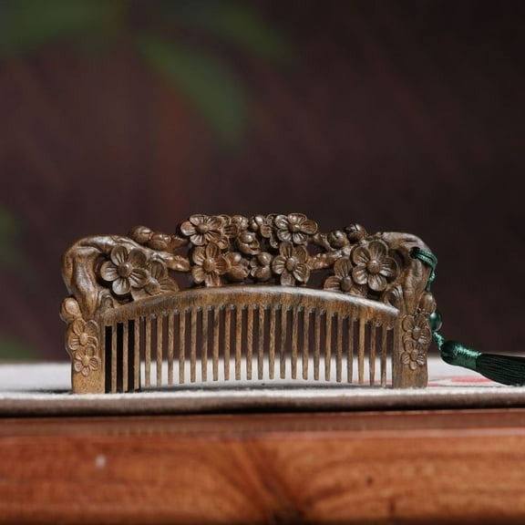 Double Sided Carved Wood Comb Portable Anti Static Hair Brush Vintage Style Wooden Tool for Women Men Travel or Daily Use