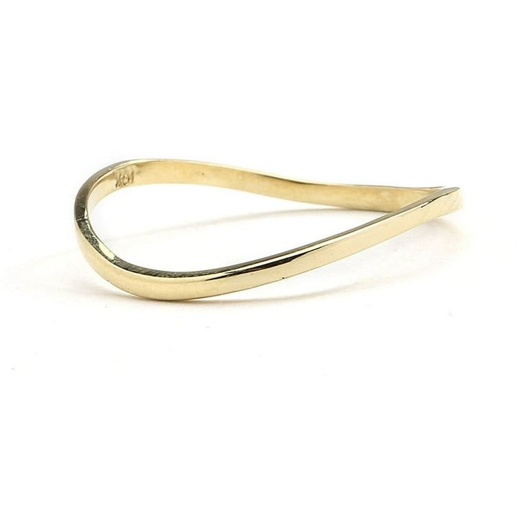 10k Yellow Gold Wave Band Thumb Ring - High Polish, Handcrafted | Size 10.5 | Simple Classic Style