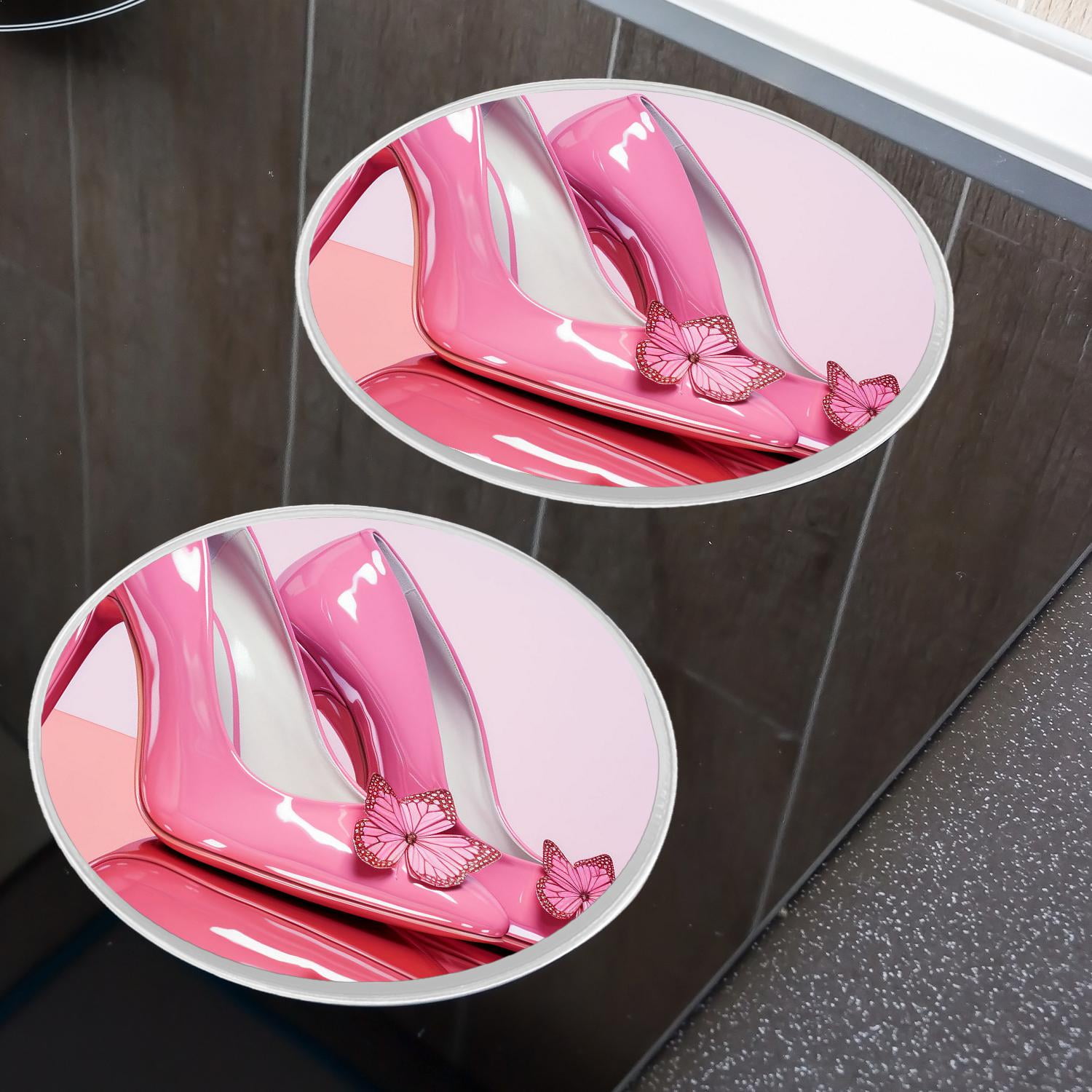 Stove Burner Covers 4 Pcs for Decorative Gas Stove Burner Cover 8Inch And 10Inch ,Pink High Heel Shoes Butterfly Cute Pattern