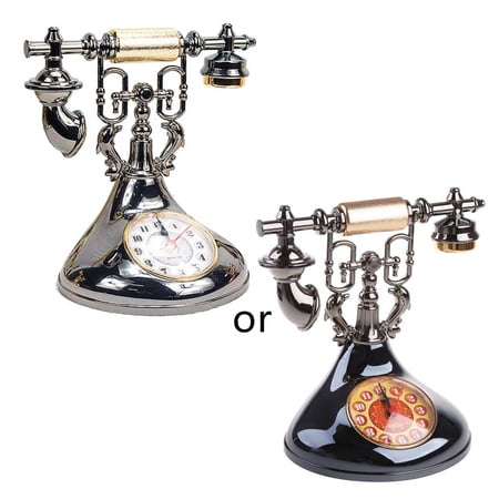 WINDLAND Retro Telephone Model Alarm Clock for Creative Timekeeper Desktop Ornament for Home Kids Room Bedside Table Decoration