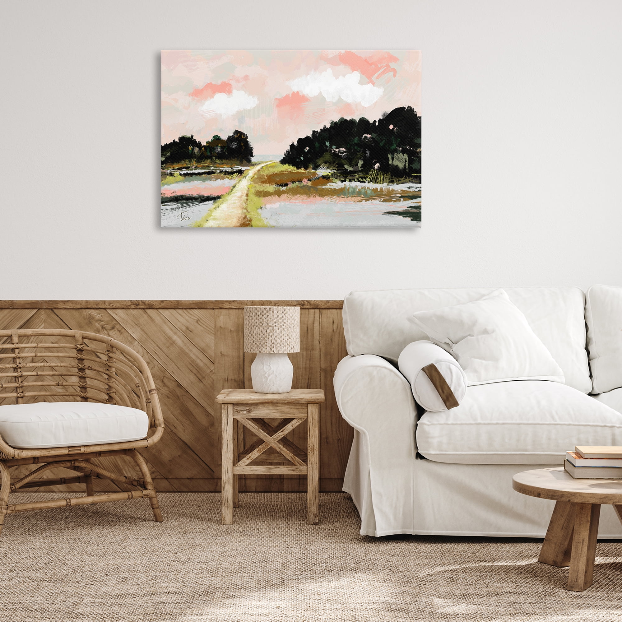 Stupell Industries Nature with Blush Sunrise Landscape & Nature Painting Wrapped Canvas Art Print Wall Art, 36 x 24